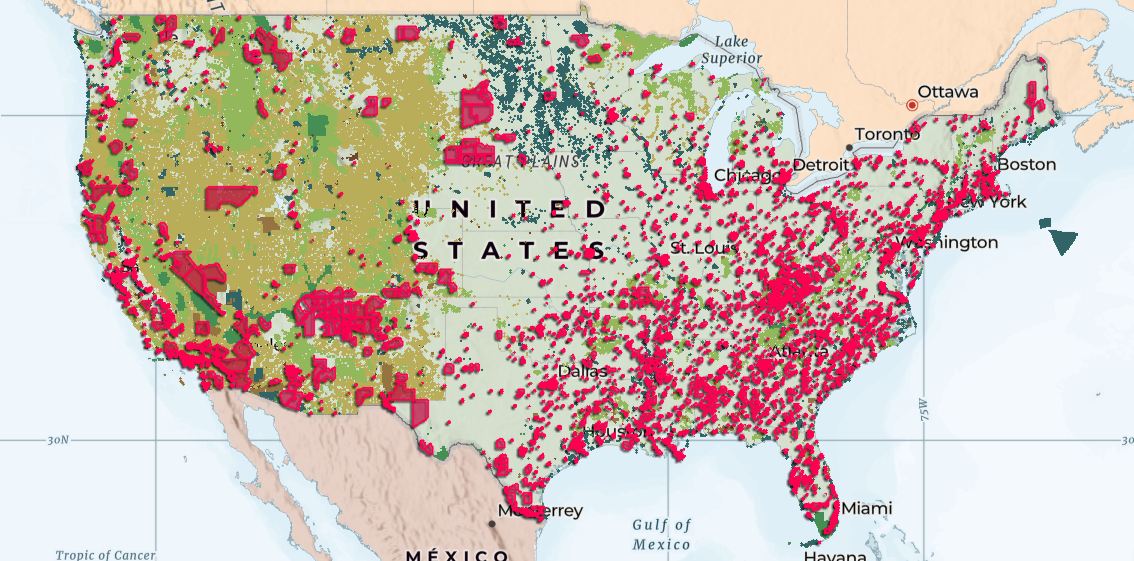 Just a few data layers applied within the Vista View app.